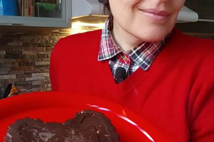 Vegan Valentine’s chocolate heart dessert made with hazelnuts, dates and chocolate